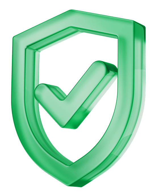 Escudo com sinal de check simbolizando a segurança dos dados na plataforma