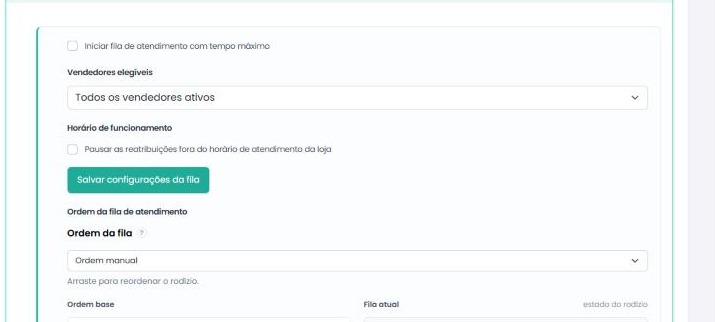 Fila de atendimento com a ordem do rodízio de vendedores