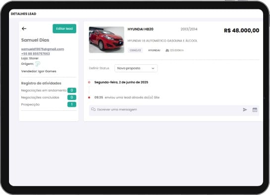 Tela do módulo comercial Pódiotech com negociações, propostas e orçamentos da revenda